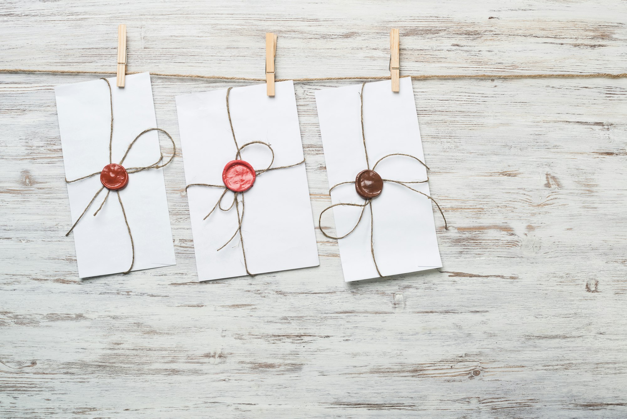Mail envelope on rope